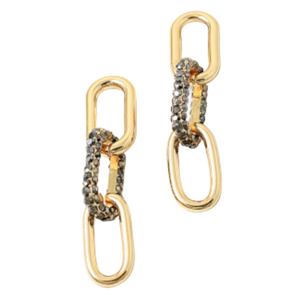 Gold Hematite Geometric Link Earrings