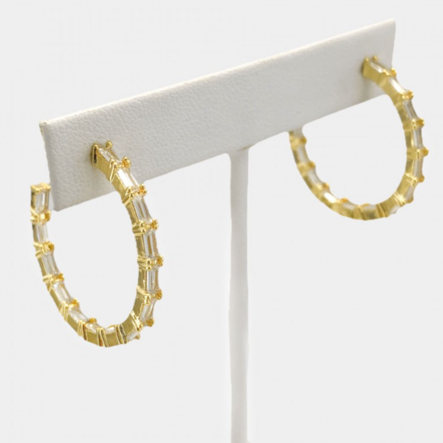 Baguette CZ Gold Hoops