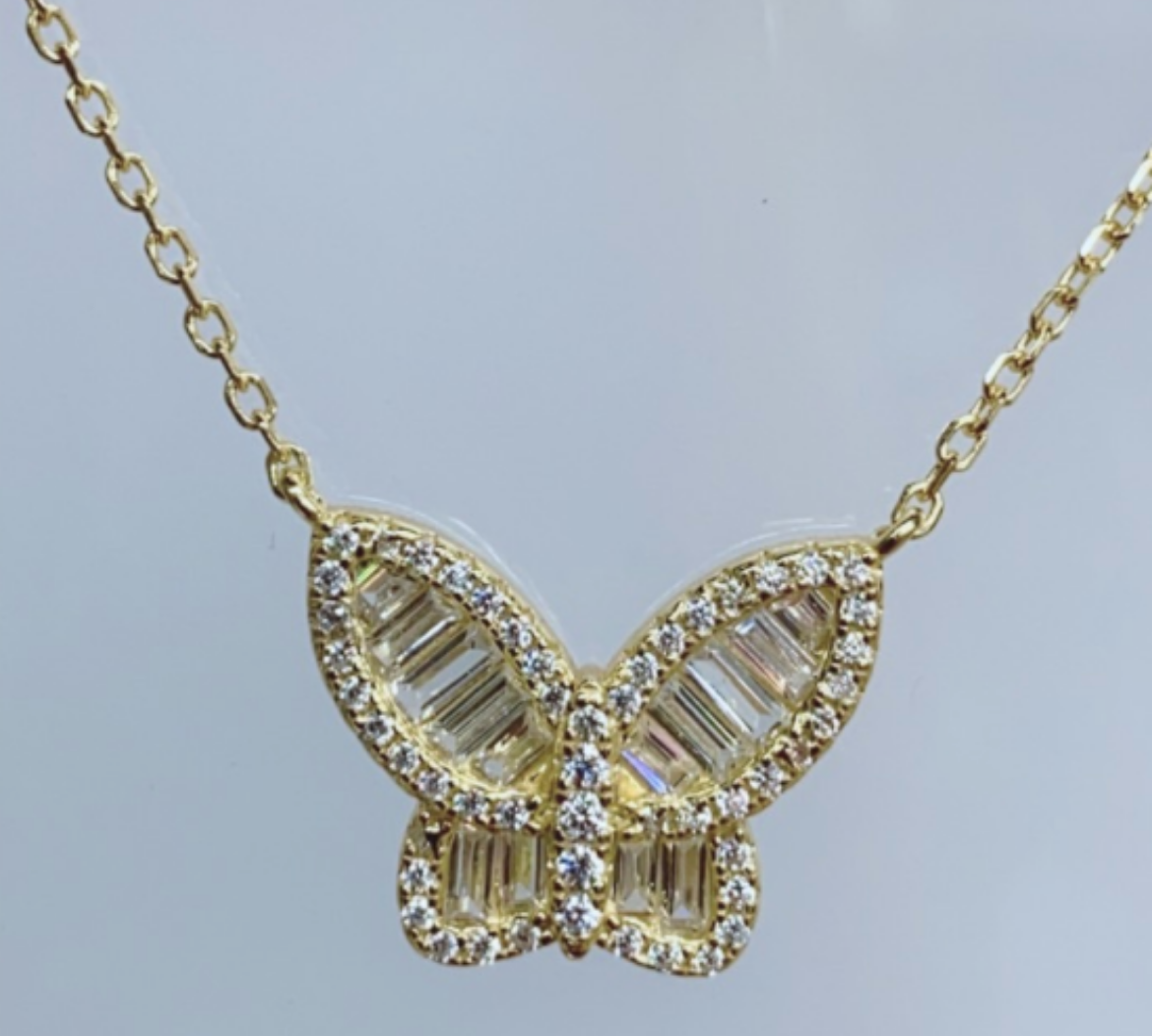 Baguette Butterfly Necklace
