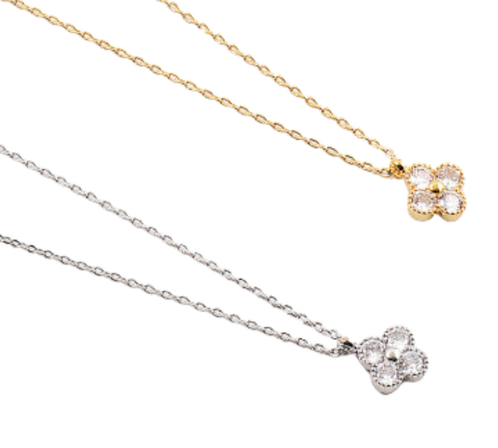 Clear Crystal Clover Necklace
