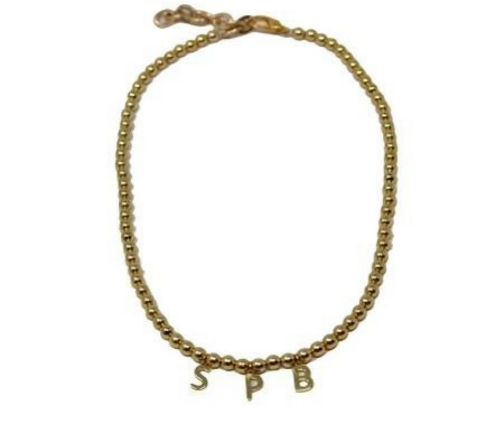 Custom Gold Beaded Initials Necklace