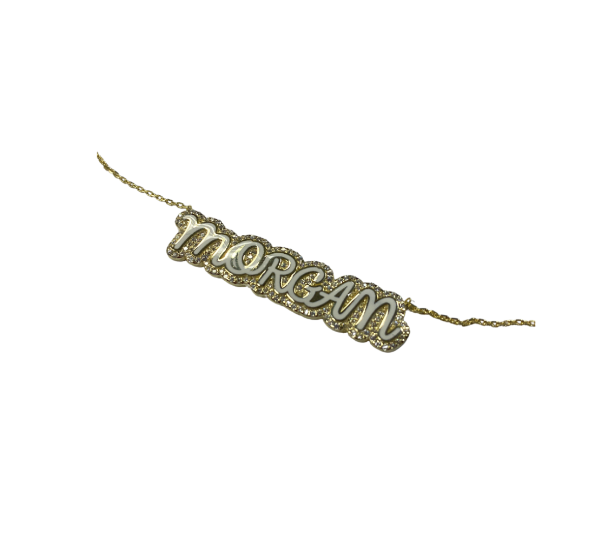 Bubble Name Plate Necklace