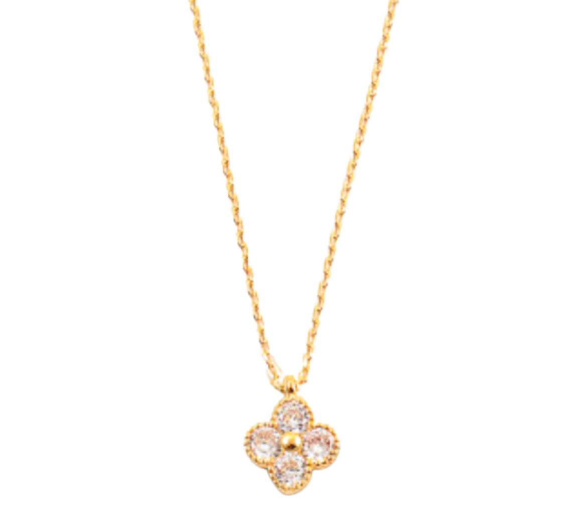 Clear Crystal Clover Necklace