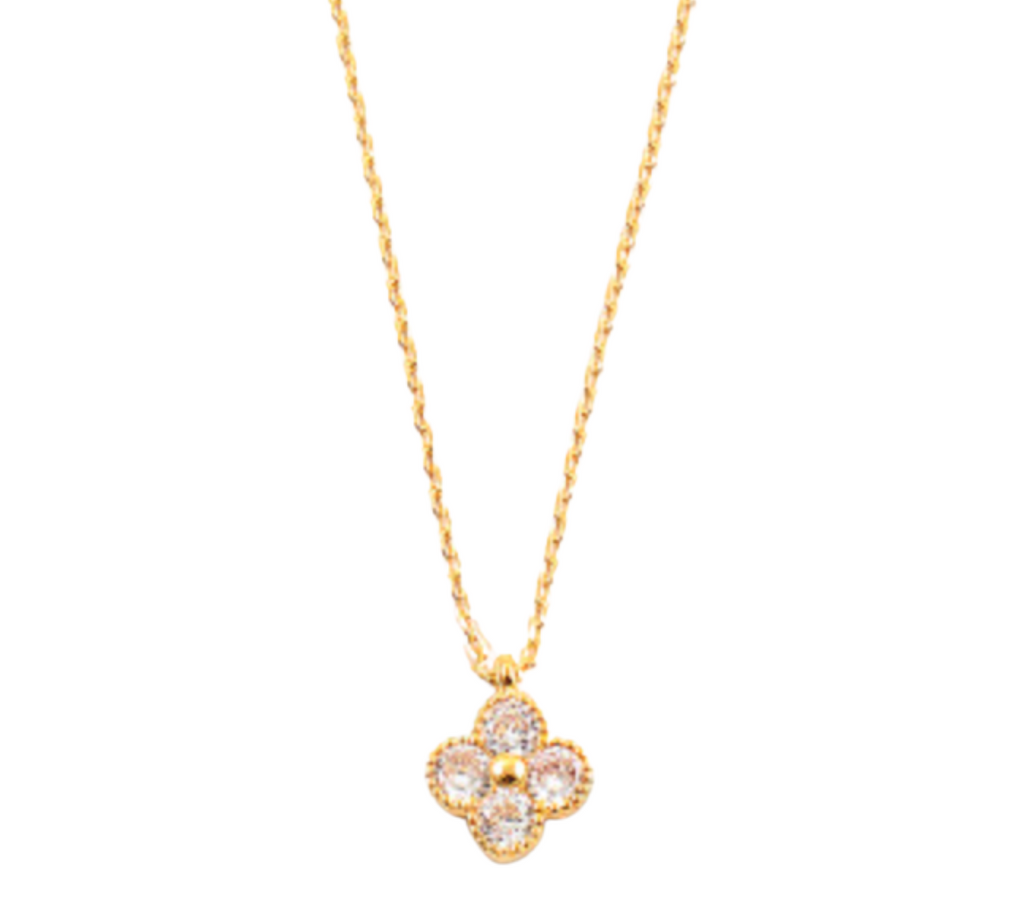 Clear Crystal Clover Necklace
