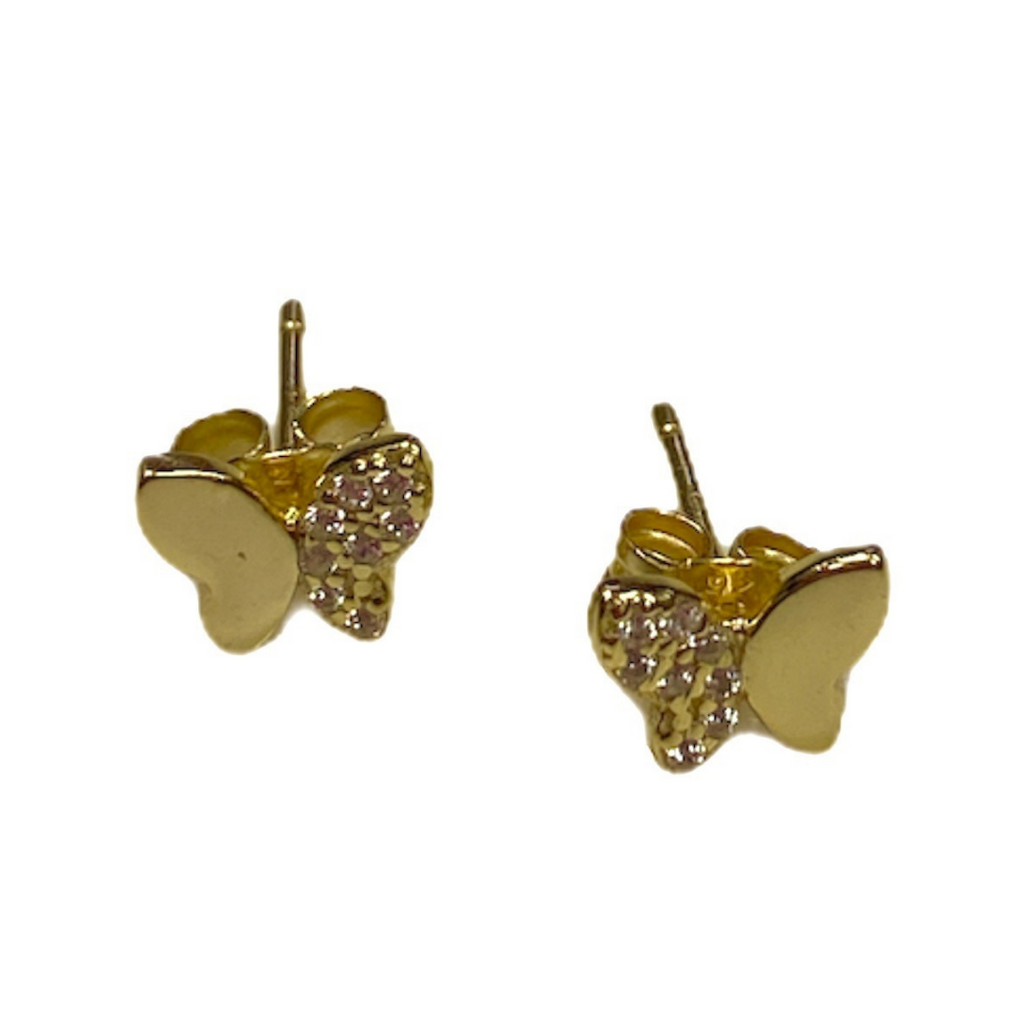 Half CZ Butterfly Studs