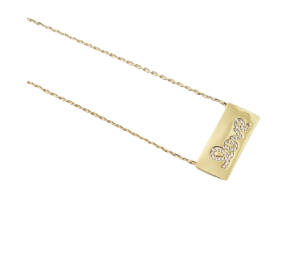 Love Clear Gold Bar Necklace