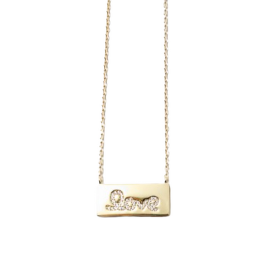 Gold Love Bar Necklace