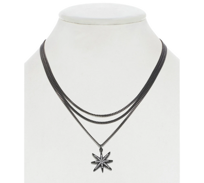 Layered Pave Star Necklace