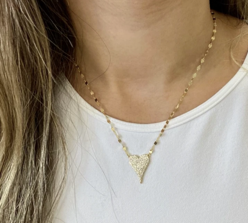 Gold Pave Heart Necklace