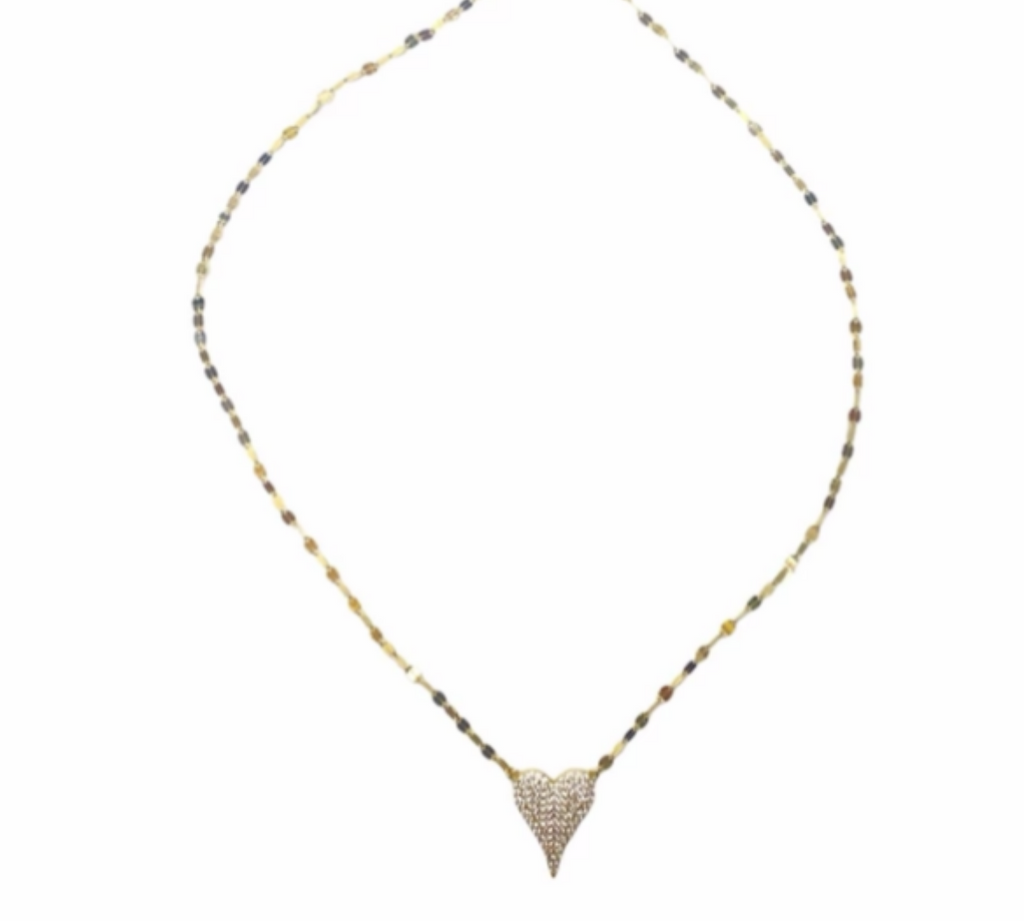 Gold Pave Heart Necklace