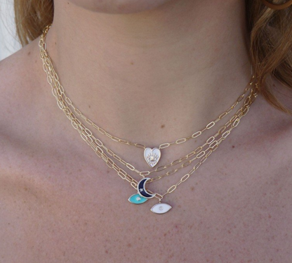 Turquoise Enamel Eye Chain Necklace