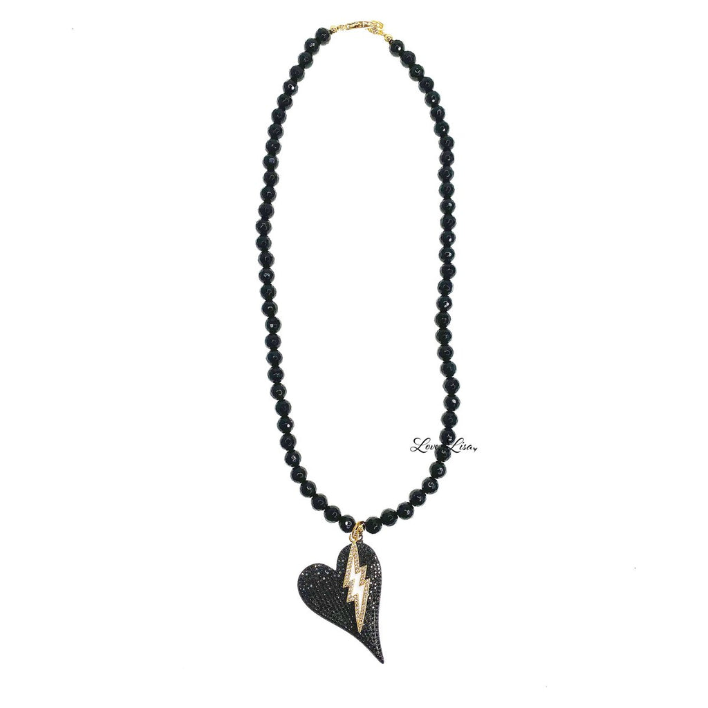 Anna's Heart Lightning Bolt Beaded Necklace