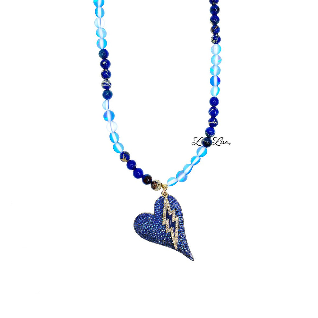 Anna's Heart Lightning Bolt Beaded Necklace