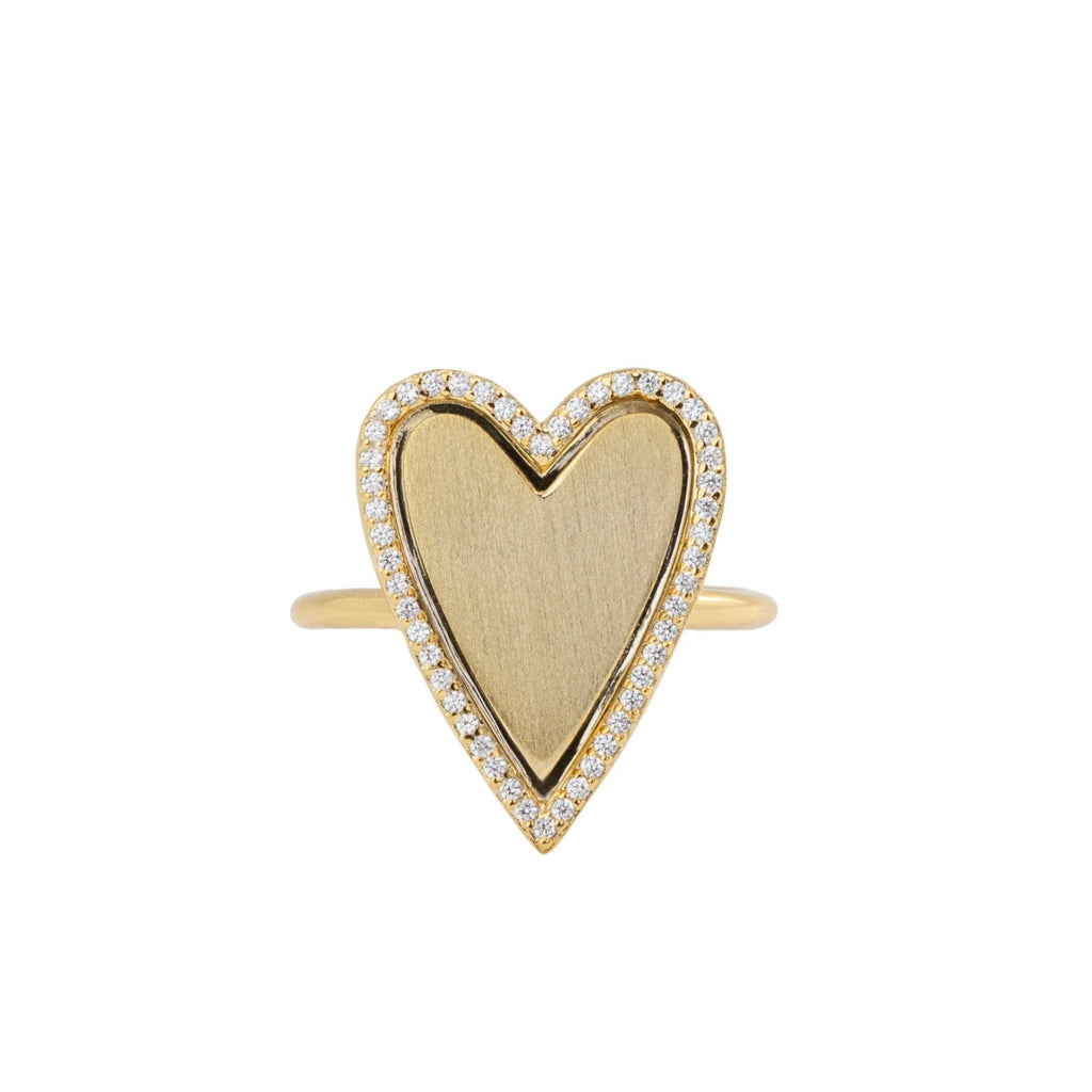 Heart Ring with Pave Outline