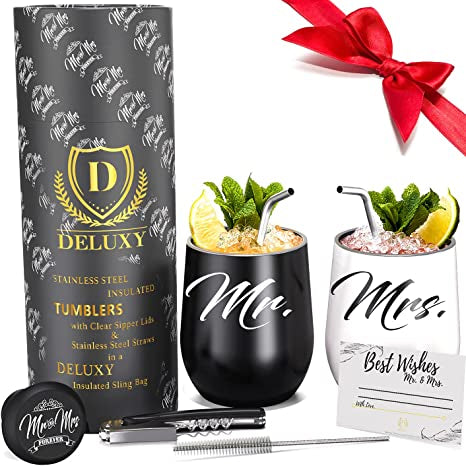 Mr and Mrs Wine Tumblers- Wedding Gifts For Couples