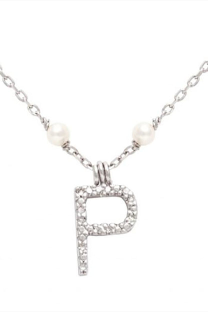 Initial Pearl Diamond Necklace