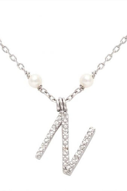 Initial Pearl Diamond Necklace