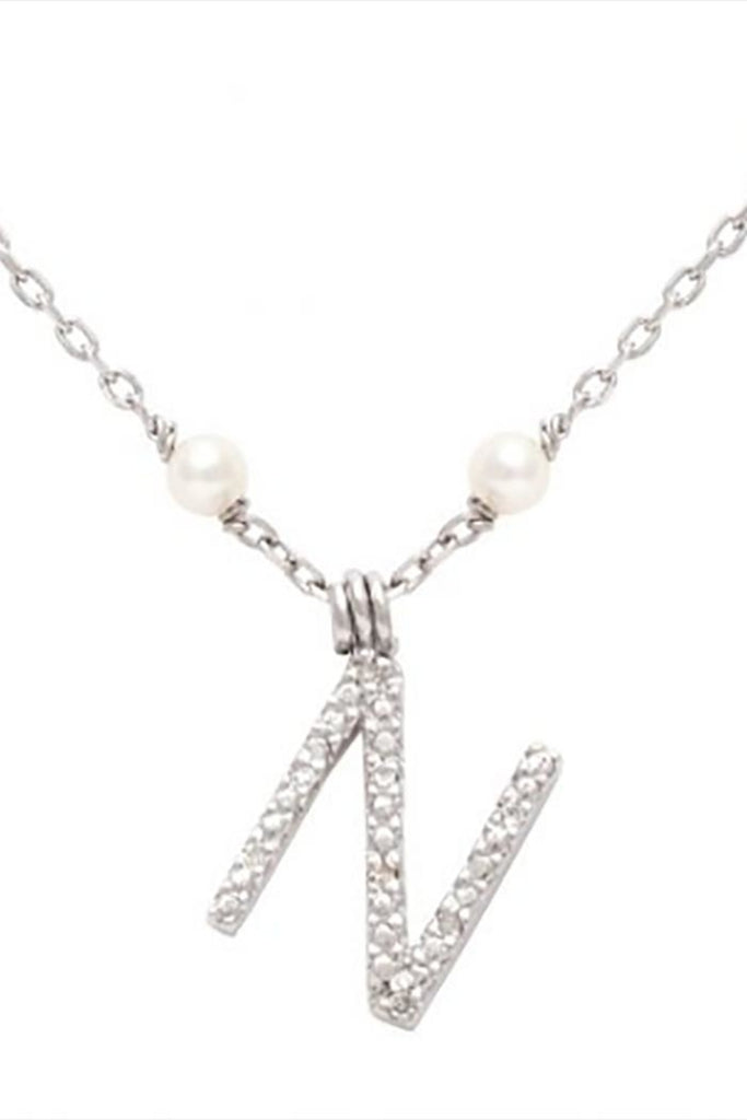 Initial Pearl Diamond Necklace