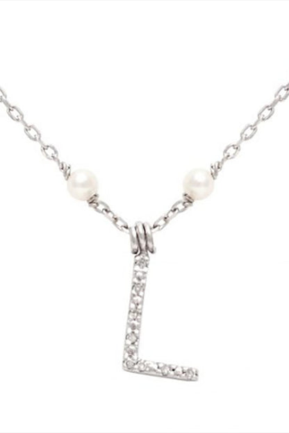 Initial Pearl Diamond Necklace