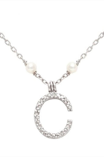 Initial Pearl Diamond Necklace