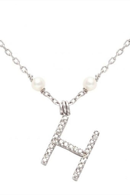 Initial Pearl Diamond Necklace
