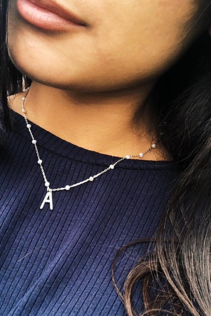 Initial Pearl Diamond Necklace