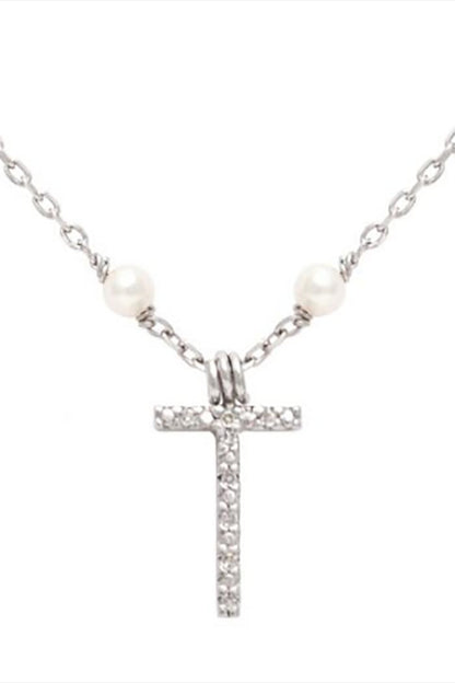 Initial Pearl Diamond Necklace