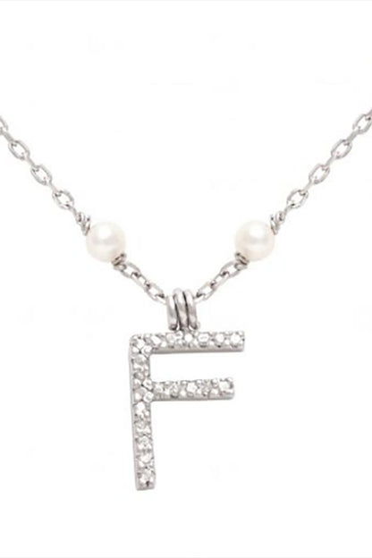 Initial Pearl Diamond Necklace
