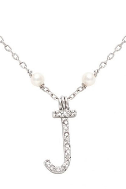Initial Pearl Diamond Necklace
