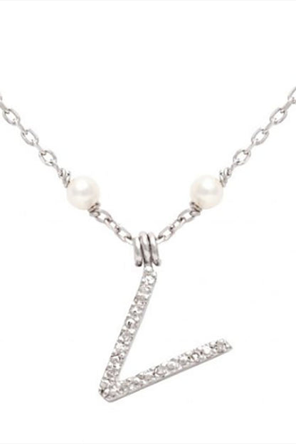 Initial Pearl Diamond Necklace