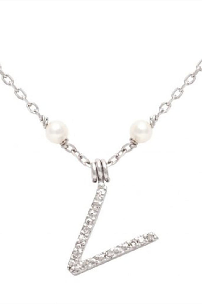 Initial Pearl Diamond Necklace