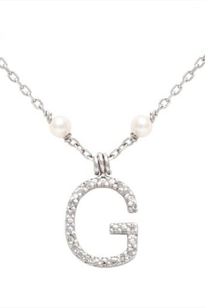 Initial Pearl Diamond Necklace