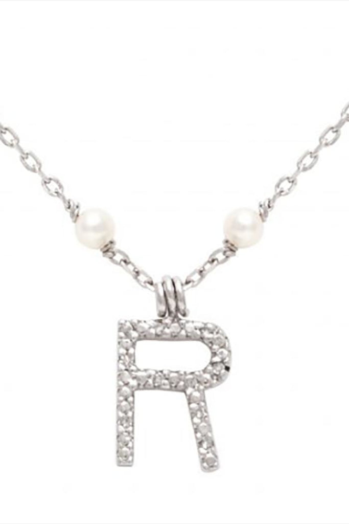 Initial Pearl Diamond Necklace