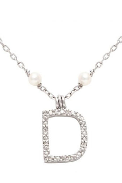 Initial Pearl Diamond Necklace