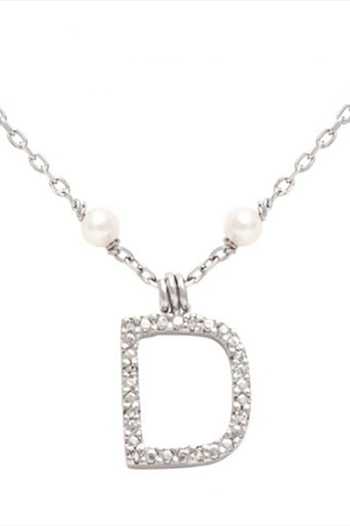 Initial Pearl Diamond Necklace