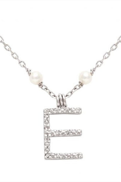 Initial Pearl Diamond Necklace