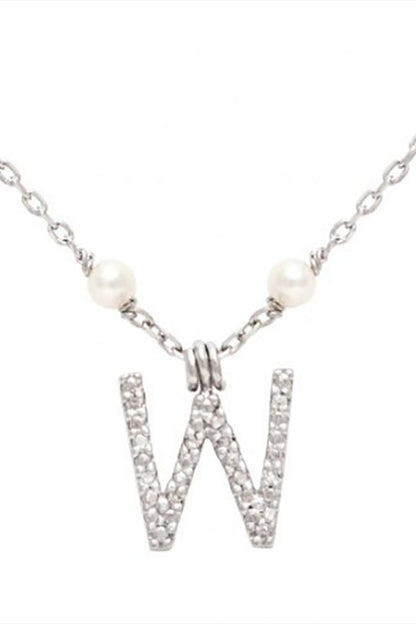 Initial Pearl Diamond Necklace