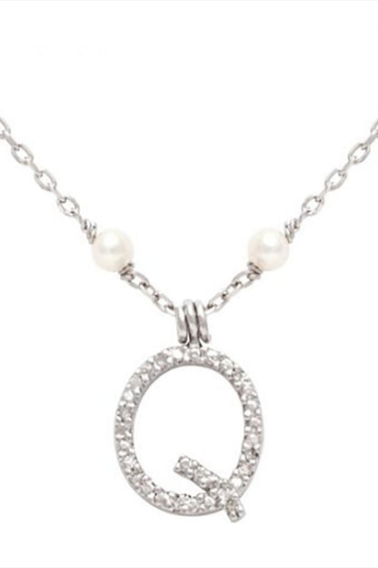 Initial Pearl Diamond Necklace