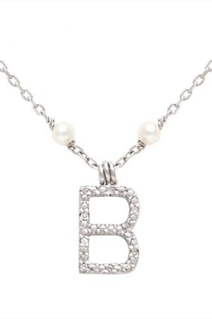 Initial Pearl Diamond Necklace