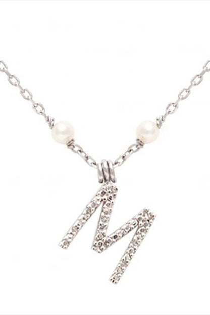 Initial Pearl Diamond Necklace