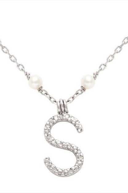 Initial Pearl Diamond Necklace
