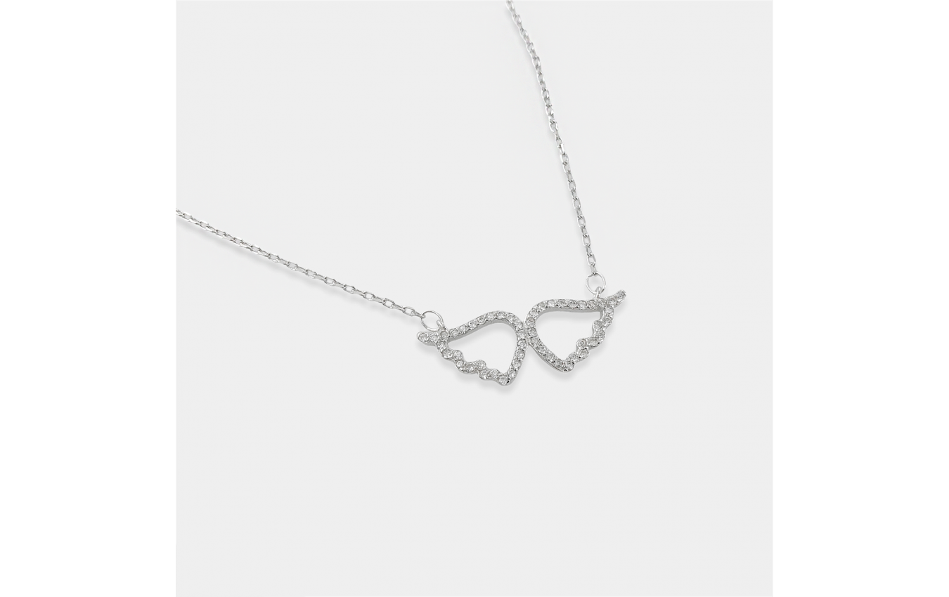 CZ Sterling Silver Wings Necklace